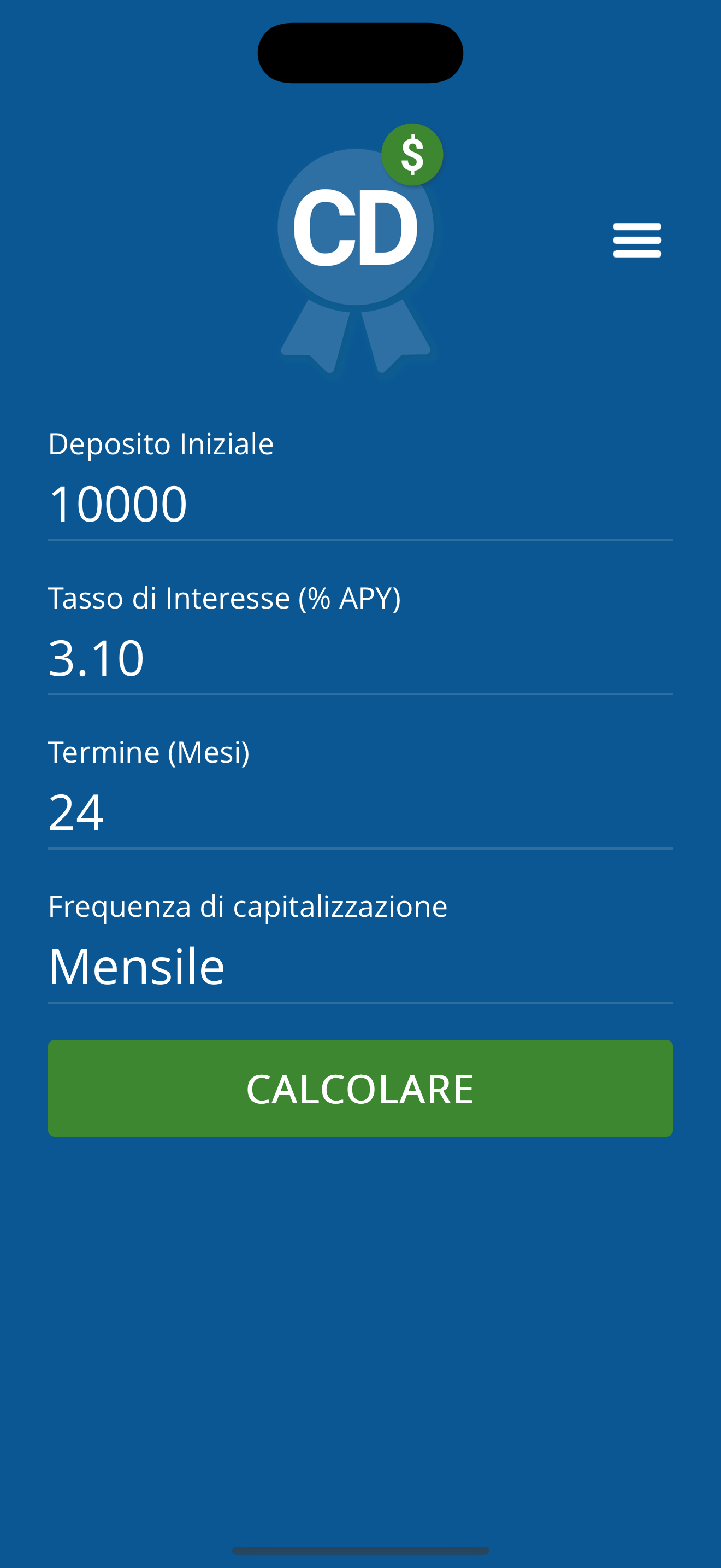 Grafico di crescita in CD Calculator Pro