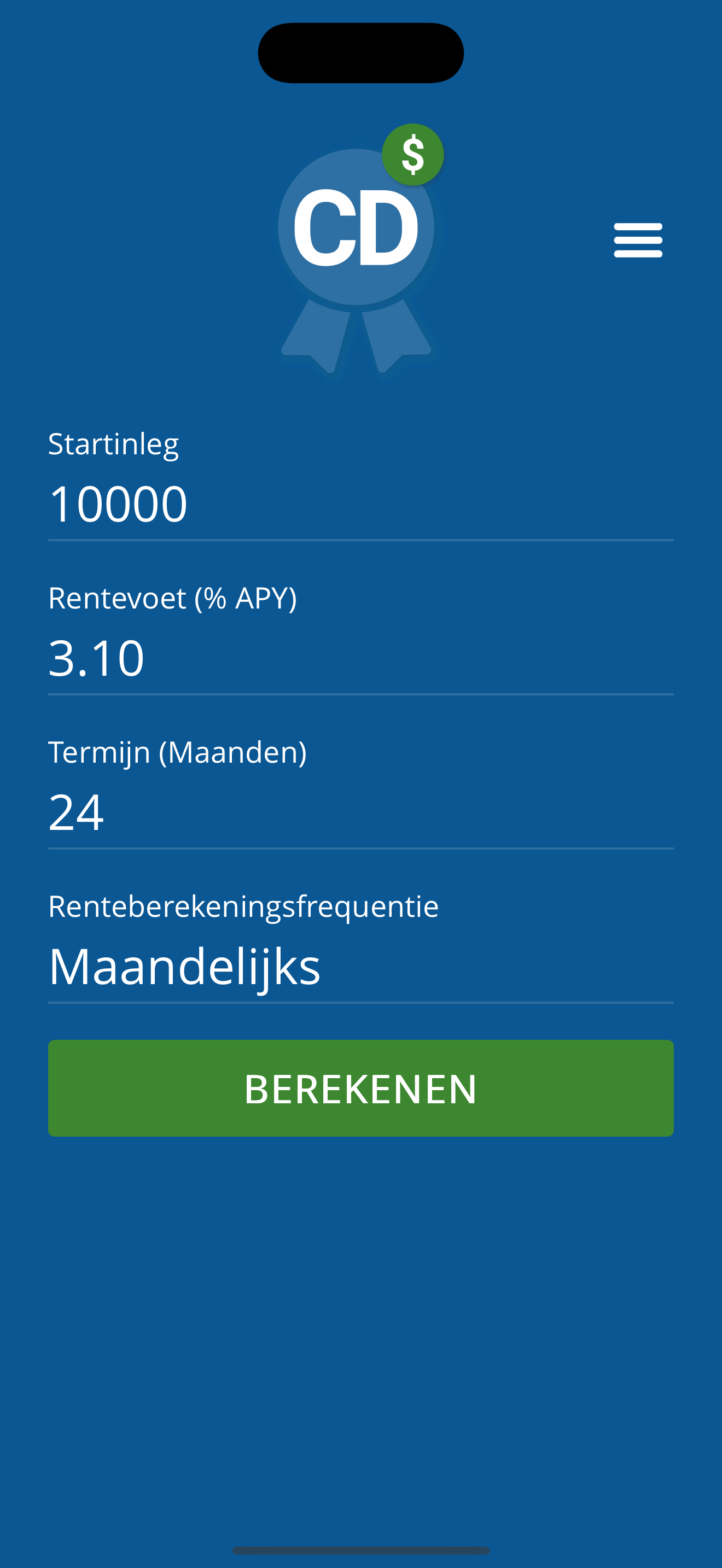 Groeigrafiek in CD Calculator Pro